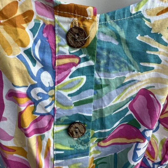 Le Bain Par Molly Bracken Button Front Floral Tropical Midi Sun Dress L Casual - Picture 5 of 8